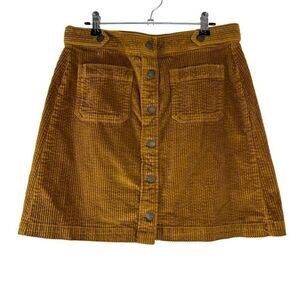 Madewell Corduroy Patch Pocket A-line Mini Skirt w Button Front Womens 8